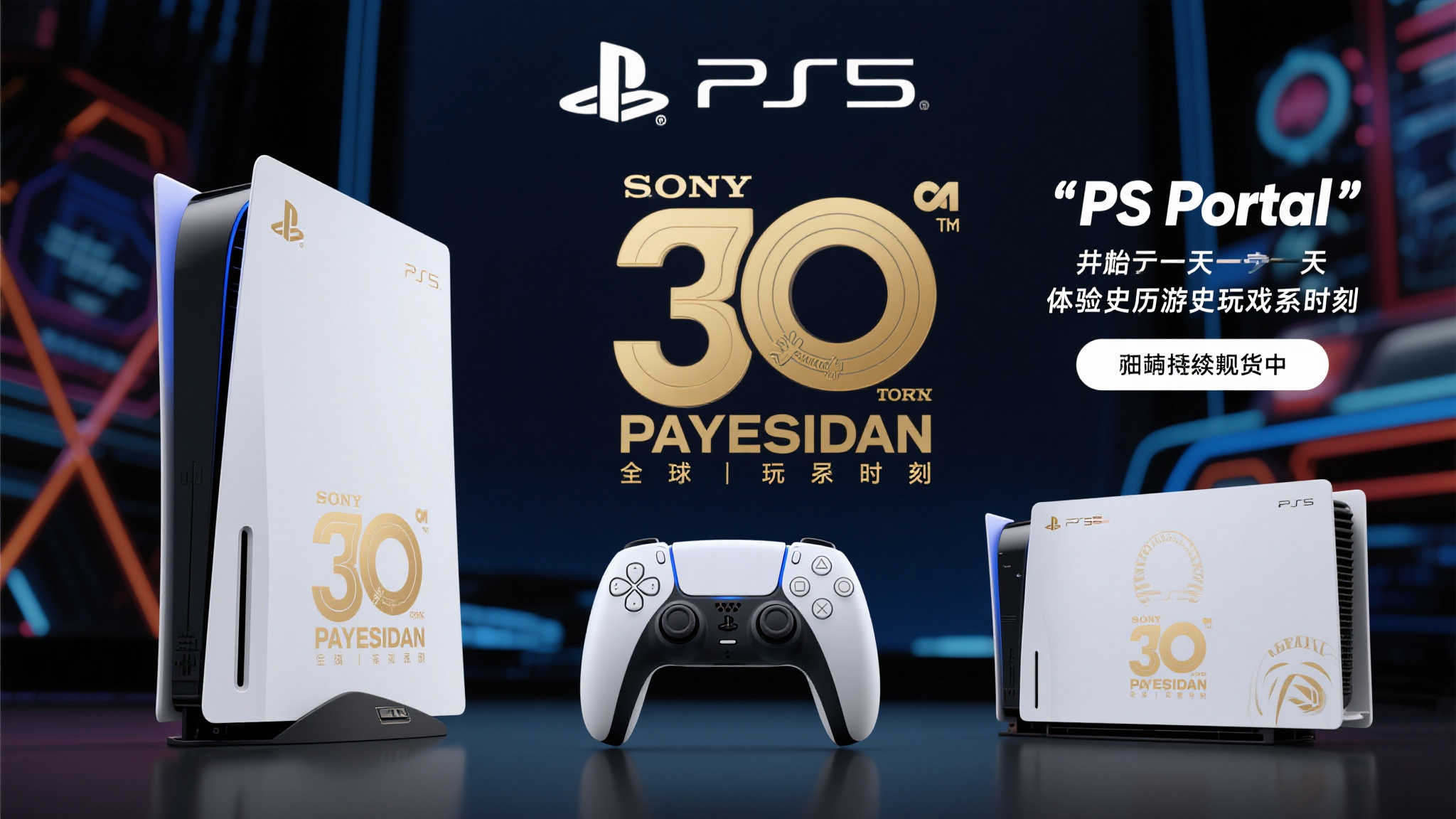 PS5三十周年纪念版再上市:含游戏机、控制器及传输设备